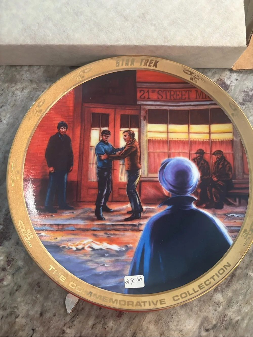 Star Trek Collector Plate The City on the Edge of Forever Limited 24K McCoy Kirk